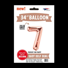 Foil Balloons Number 7 (34") Rose Gold | Each