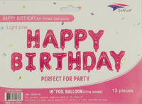 16' Foil Ballon Happy Birthday  Pink 1ct