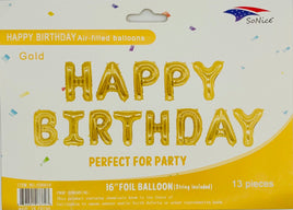 16' Foil Balloon Happy Birthday Gold