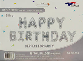 16" Foil Balloon Happy Birthday  Silver 1ct