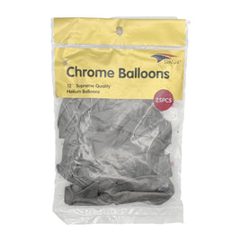Balloons Chrome (12")  Black | 25ct, Bag