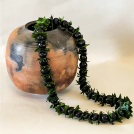 Big Hawaiian Flowers Kukui Nut and Greenery  Lei