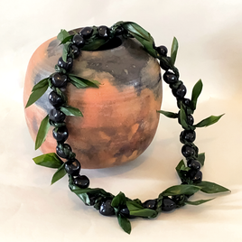 Big Hawaiian Flowers Kukui Nut wrapped with Ti Leaf