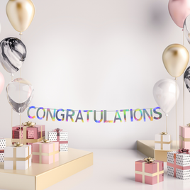 Congratulations Banner 7"-Iridenscent