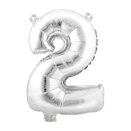 Foil Balloons Number 2 (34") Silver | Bag