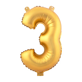Foil Balloons Number 3 (34") Gold | Bag
