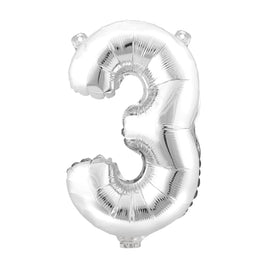 Foil Balloons Number 3 (34") Silver | Bag