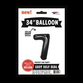 Foil Balloons Number 7 (34") Black | Each