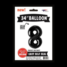 Foil Balloons Number 8 (34") Black | Each