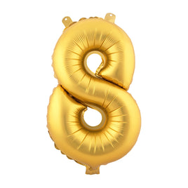 Foil Balloons Number 8 (34") Gold | Bag
