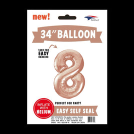 Foil Balloons Number 8 (34") Rose Gold | Each