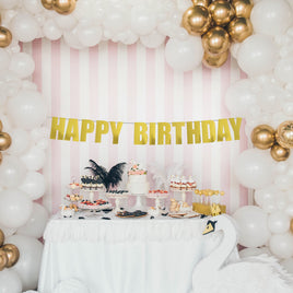 Happy Birthday Banner 7"-Gold