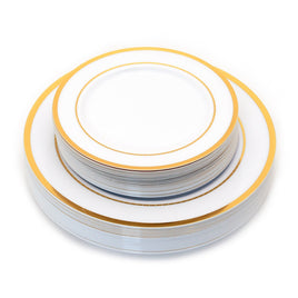 Heavy Duty Plates Set with Gold Ring | 50ct, Bag