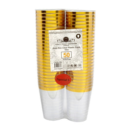 Plastic Cup Gold Rim (10 oz) | 50ct, Bag