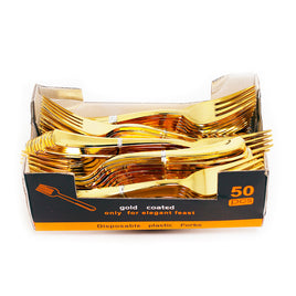 Plastic Fork (7") Golden | 50ct, Box