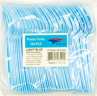 Plastic Fork Light Blue 100ct