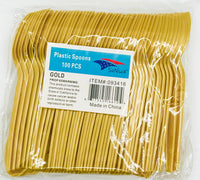 Plastic Spoons Gold 100ct