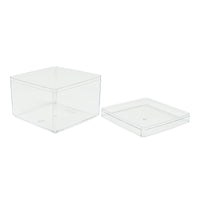 Plastic Square Box with Lid 3.25" Clear | Bag