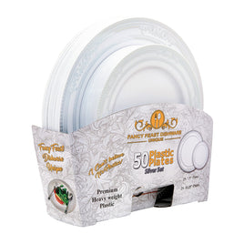 Plate Set Silver Harmony Rim | 50ct, Bag