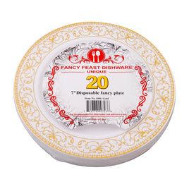 Plate with Motif Trim (7") Gold  | 20ct, Bag
