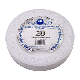 Plate with Motif Trim (7") Silver  | 20ct, Bag