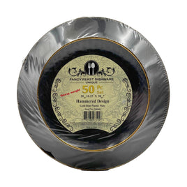 Plates Set Black Gold Rim | 50ct, Bag