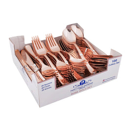 Rose Gold Cutlery Combo Set | 100ct, Box