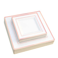 Square Rose Gold Rim Plate | 50ct, Bag