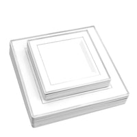 Square Silver Rim Plate | 50ct, Bag