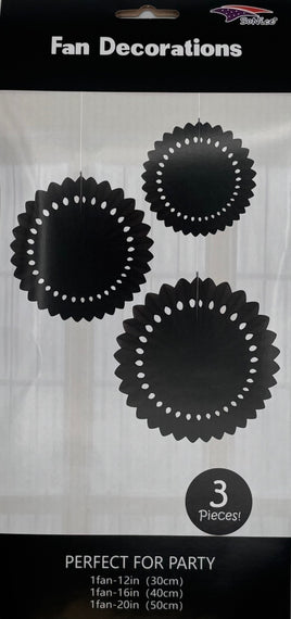 Tissue Fan Decor 3 pieces-Black