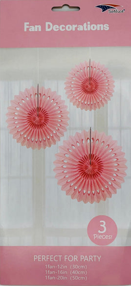 Tissue Fan Decor 3 pieces-Light Pink