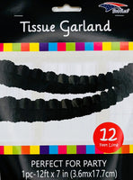 Tissue Garland 12 count-Black