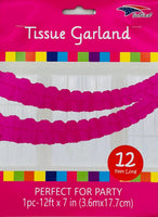 Tissue Garland 12 count-Fuchsia
