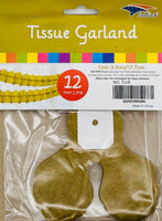 Tissue Garland 12 count-Gold