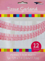 Tissue Garland 12 count-Light Pink