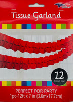 Tissue Garland 12 count-Red