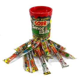 Toxic Waste Sour Smog Balls Assorted Candy Balls / Sticker | 4oz, Tub